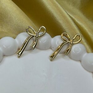 Golden Bow Stud Earrings